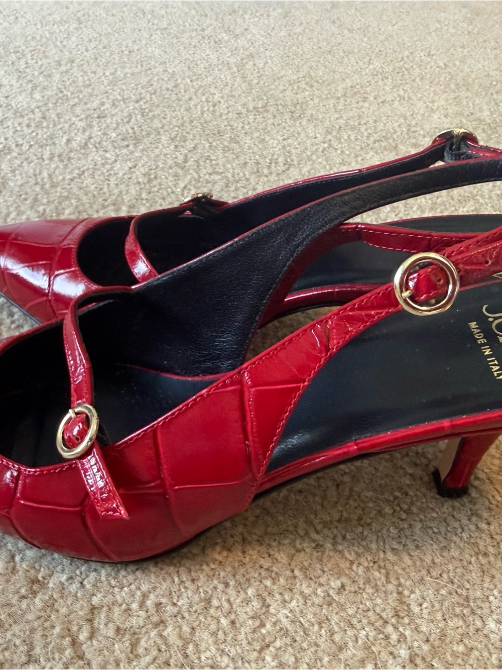 J. Crew Red Patent Slingback Mary Jane Kitten Heels - Picture 3 of 4